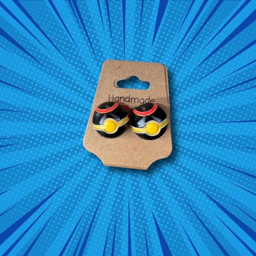 3D-Printed Pokémon-Inspired Earrings | Hand-Painted Pokéball...