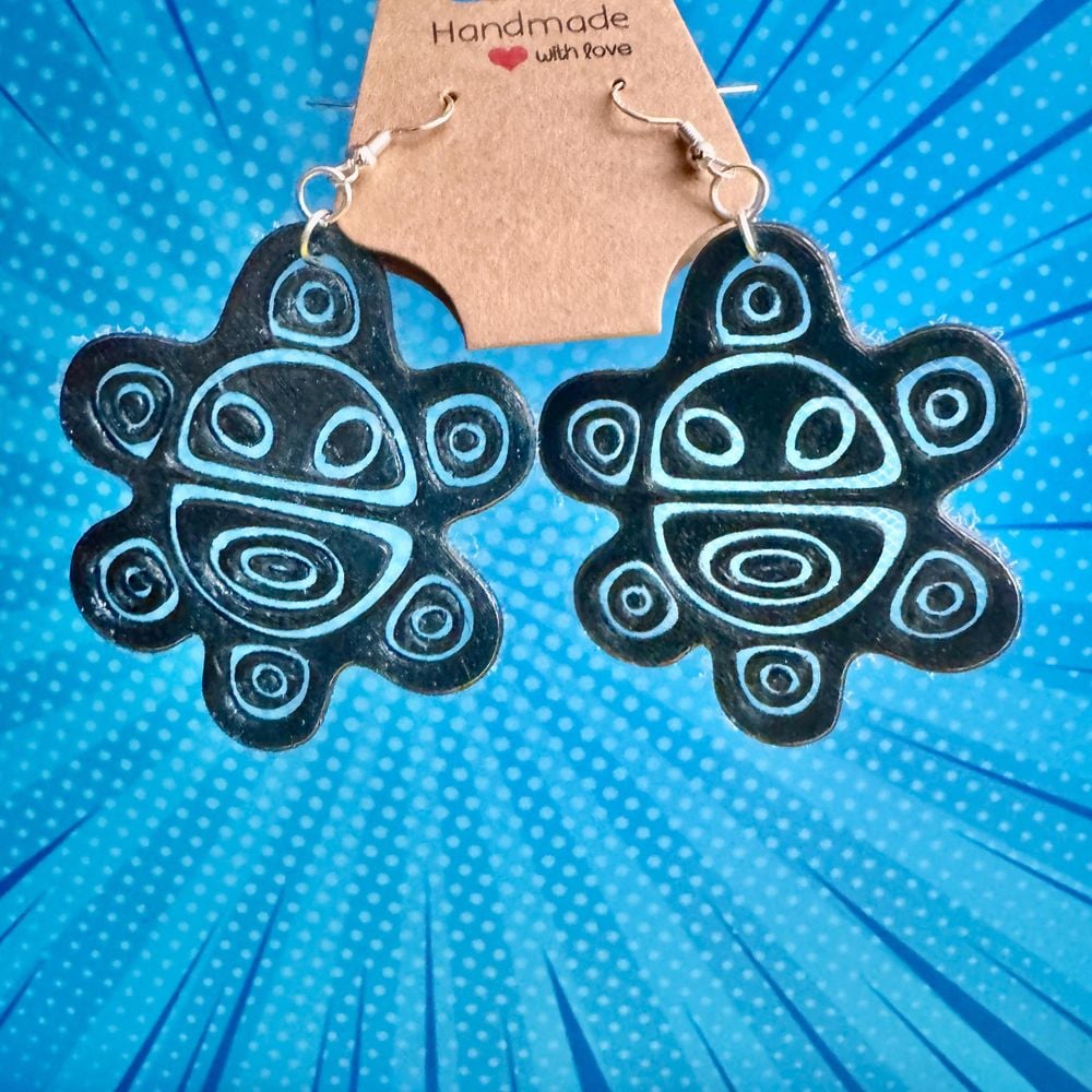 3D Printed Taino Sun Earrings | Glow in the Dark Jewelry | H...