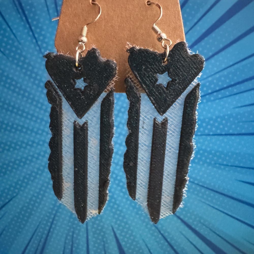 3D Printed Glow in the Dark Puerto Rican Flag Earrings | Bor...